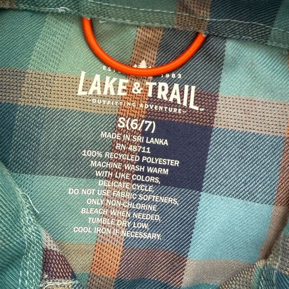 Lake & Trail Plaid Kids Shirt in Blue and Green - Picture 3 of 3